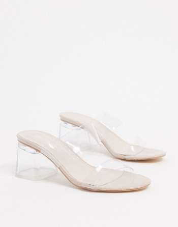 Public Desire Aries Mules With Clear Detail Bež - Ženske Cipele | 54683FLNK